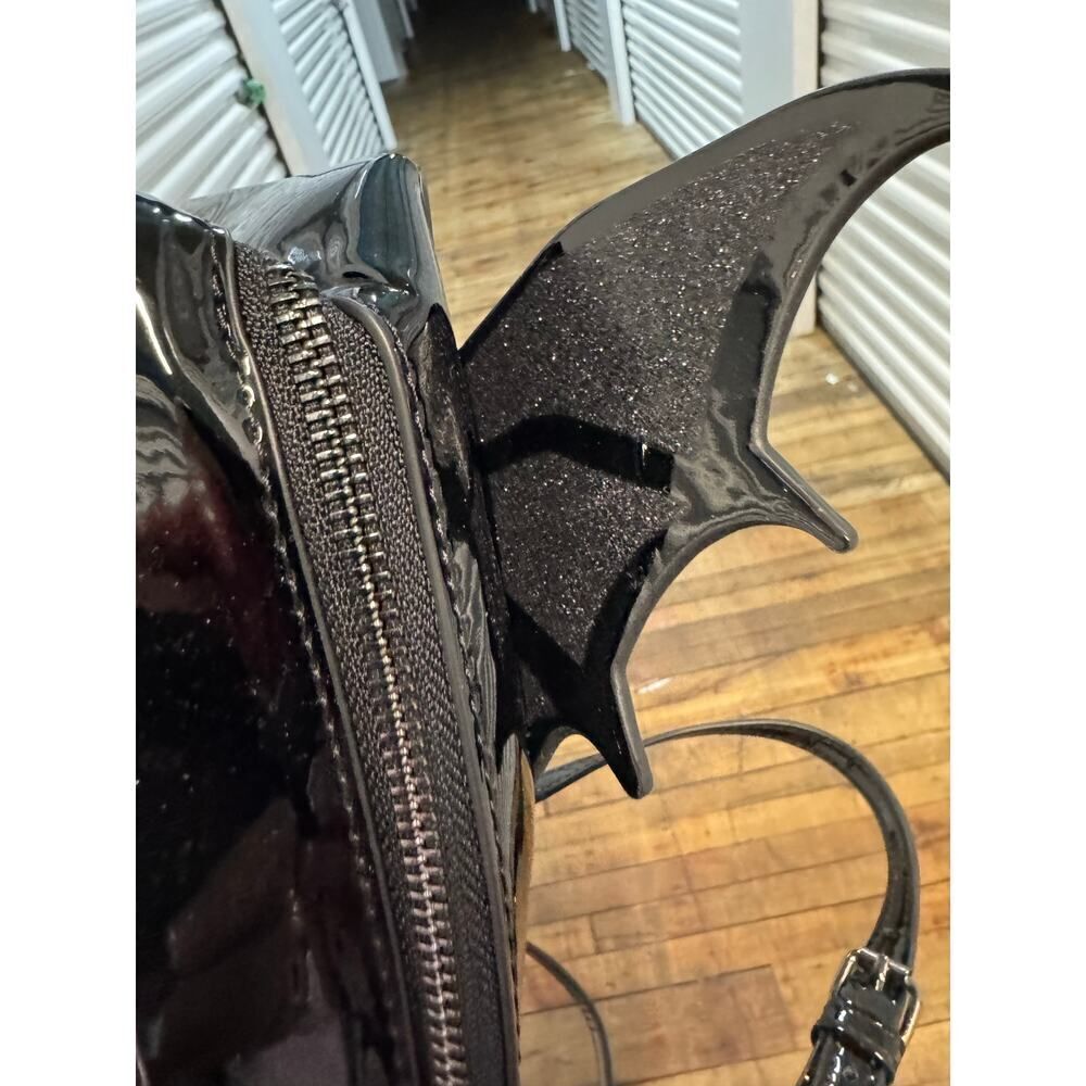 Betsey johnson patent leather kitsch coffin bat to the bone  backpack bag purse - Picture 13 of 16